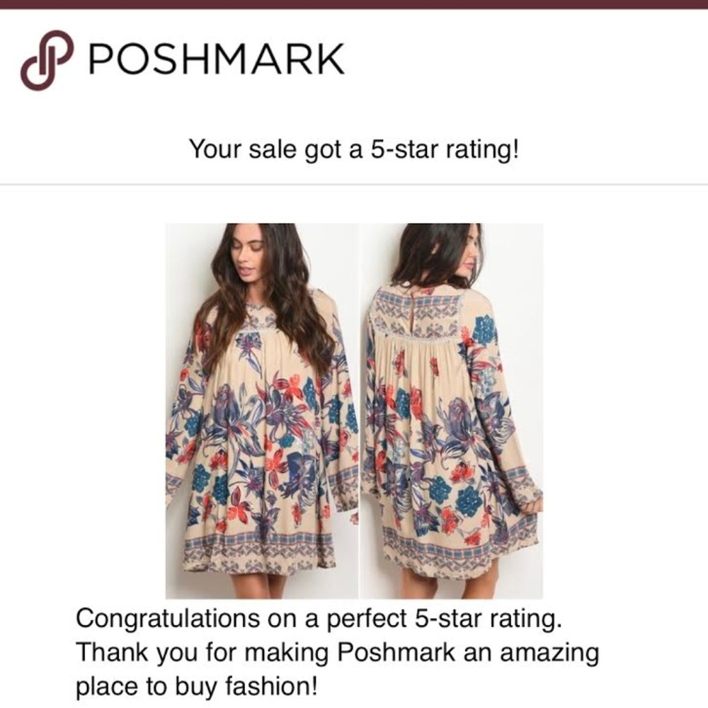 BOHO TAUPE FLORAL PRINT DRESS - Picture 4 of 6